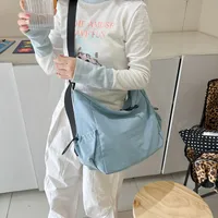 Women's Large Composite Cloth Solid Color Beach Dumpling Shape Zipper Messenger Bag main image 6