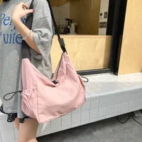 Women's Large Composite Cloth Solid Color Beach Dumpling Shape Zipper Messenger Bag main image 3
