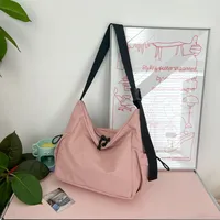 Women's Large Composite Cloth Solid Color Beach Dumpling Shape Zipper Messenger Bag sku image 1