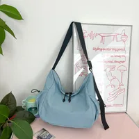 Women's Large Composite Cloth Solid Color Beach Dumpling Shape Zipper Messenger Bag sku image 2
