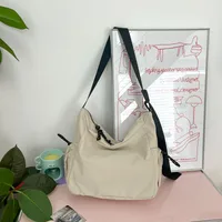 Women's Large Composite Cloth Solid Color Beach Dumpling Shape Zipper Messenger Bag sku image 4