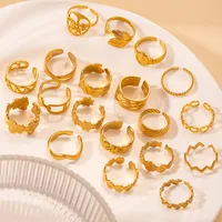 Vacation Simple Style Solid Color Flower Titanium Steel Plating Women's Open Rings main image 2