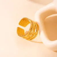 Vacation Simple Style Solid Color Flower Titanium Steel Plating Women's Open Rings main image 4