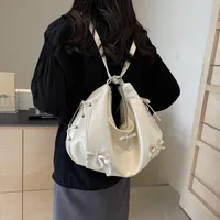 Women's Medium Pu Leather Solid Color Basic Classic Style Sewing Thread Square Zipper Underarm Bag sku image 4