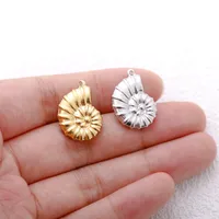 3 PCS/Package 15 * 21mm 304 Stainless Steel 18K Gold Plated Conch Pendant main image 3