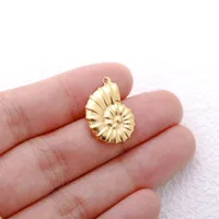3 PCS/Package 15 * 21mm 304 Stainless Steel 18K Gold Plated Conch Pendant main image 2