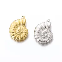 3 PCS/Package 15 * 21mm 304 Stainless Steel 18K Gold Plated Conch Pendant main image 4