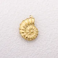 3 PCS/Package 15 * 21mm 304 Stainless Steel 18K Gold Plated Conch Pendant sku image 2