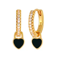 European And American Sterling Silver Needle Simple Multi-color Heart Geometric Ear Ring Celi French Ear Clip Silver Earrings Female Fashion Best-seller sku image 11