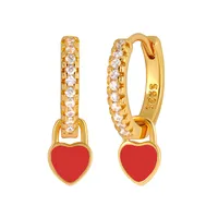 European And American Sterling Silver Needle Simple Multi-color Heart Geometric Ear Ring Celi French Ear Clip Silver Earrings Female Fashion Best-seller sku image 13