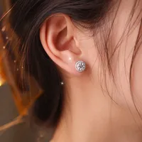 Sterling Silver Inlay Geometric Moissanite Ear Studs main image 3