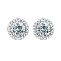Sterling Silver Inlay Geometric Moissanite Ear Studs main image 2