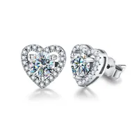 Sterling Silver Inlay Geometric Moissanite Ear Studs sku image 1
