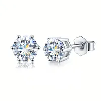 Sterling Silver Inlay Geometric Moissanite Ear Studs sku image 3