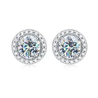 Sterling Silver Inlay Geometric Moissanite Ear Studs sku image 13