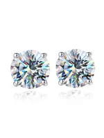 Sterling Silver Inlay Geometric Moissanite Ear Studs sku image 5