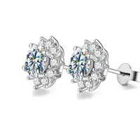 Sterling Silver Inlay Geometric Moissanite Ear Studs sku image 4