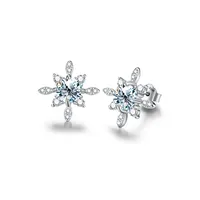 Sterling Silver Inlay Geometric Moissanite Ear Studs sku image 9