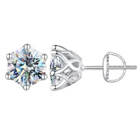 Sterling Silver Inlay Geometric Moissanite Ear Studs sku image 2