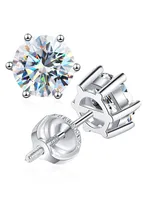 Sterling Silver Inlay Geometric Moissanite Ear Studs sku image 15