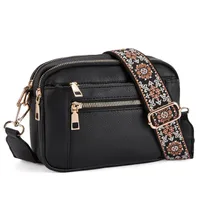 In Stock  Hot Sale Quilted Embroidered Plaid Color Matching Retro Shoulder Bag Zipper Shoulder Strap Messenger Bag Wallet Small Square Bag sku image 5