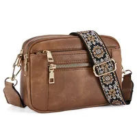 In Stock  Hot Sale Quilted Embroidered Plaid Color Matching Retro Shoulder Bag Zipper Shoulder Strap Messenger Bag Wallet Small Square Bag sku image 10