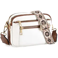 In Stock  Hot Sale Quilted Embroidered Plaid Color Matching Retro Shoulder Bag Zipper Shoulder Strap Messenger Bag Wallet Small Square Bag sku image 1