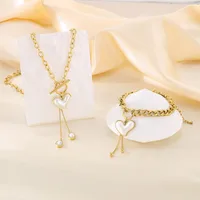 Wholesale Jewelry Simple Style Heart Shape 304 Stainless Steel 18K Gold Plated Jewelry Set main image 3