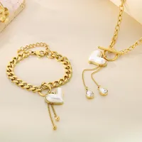Wholesale Jewelry Simple Style Heart Shape 304 Stainless Steel 18K Gold Plated Jewelry Set main image 5