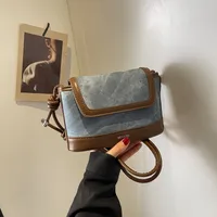 Women's Pu Leather Color Block Classic Style Sewing Thread Square Flip Cover Crossbody Bag main image 3