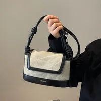Women's Pu Leather Color Block Classic Style Sewing Thread Square Flip Cover Crossbody Bag main image 4