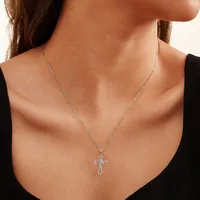 925 Sterling Silver Plated Cable Chain Handmade Polishing Cross Knot Pendant Necklace main image 1
