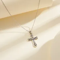 925 Sterling Silver Plated Cable Chain Handmade Polishing Cross Knot Pendant Necklace main image 3