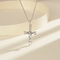 925 Sterling Silver Plated Cable Chain Handmade Polishing Cross Knot Pendant Necklace main image 4