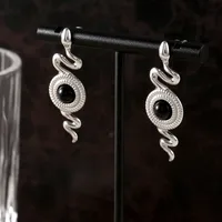 1 Pair Retro British Style Round Snake Plating Inlay 304 Stainless Steel Natural Stone Agate 18K Gold Plated Ear Studs main image 2
