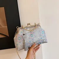 Women's Medium Flower Elegant Classic Style Embroidery Square Clasp Frame Crossbody Bag main image 10