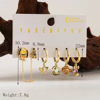 1 Set Yakemiyou Classic Style Cartoon Dog Rocket Enamel Inlay Copper Zircon 14K Gold Plated Ear Studs main image 3