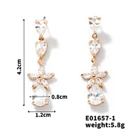 1 Pair Sweet Water Droplets Inlay Copper Zircon K Gold Plated Drop Earrings sku image 2