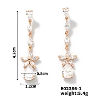 1 Pair Sweet Water Droplets Inlay Copper Zircon K Gold Plated Drop Earrings sku image 1
