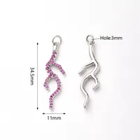 1 Pc/Package 34.5x11mm Hole 3~3.9mm Copper Zircon Rose Gold Plated White Gold Plated Gold Plated Coral Polished Pendant main image 3