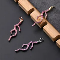 1 Pc/Package 34.5x11mm Hole 3~3.9mm Copper Zircon Rose Gold Plated White Gold Plated Gold Plated Coral Polished Pendant main image 1