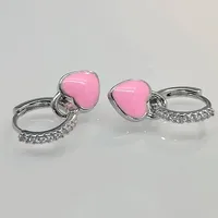 European And American Sterling Silver Needle Simple Multi-color Heart Geometric Ear Ring Celi French Ear Clip Silver Earrings Female Fashion Best-seller sku image 1
