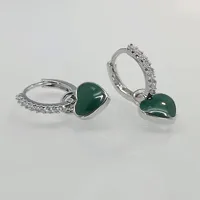 European And American Sterling Silver Needle Simple Multi-color Heart Geometric Ear Ring Celi French Ear Clip Silver Earrings Female Fashion Best-seller sku image 8