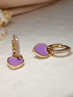 European And American Sterling Silver Needle Simple Multi-color Heart Geometric Ear Ring Celi French Ear Clip Silver Earrings Female Fashion Best-seller sku image 9