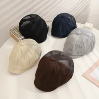 Men's Casual Simple Style Solid Color Hollow Out Wide Eaves Newsboy Cap main image 1