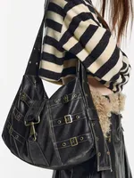 Women's Large Pu Leather Solid Color Streetwear Square Zipper Tote Bag sku image 1
