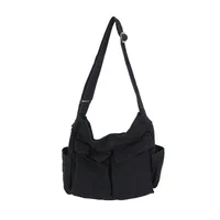 Women's Medium Canvas Solid Color Streetwear Square Zipper Messenger Bag main image 5