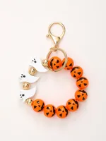 Casual Simple Style Bat Wood Beaded Halloween Keychain main image 2