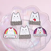 Cute Letter Cat Alloy Stoving Varnish Unisex Brooches main image 4