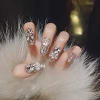 Wearing Nail Finished Nail Art 24 Pieces Boxed Fake Nails Wholesale Shining Gem Bride Nail Art Patch U36 main image 3